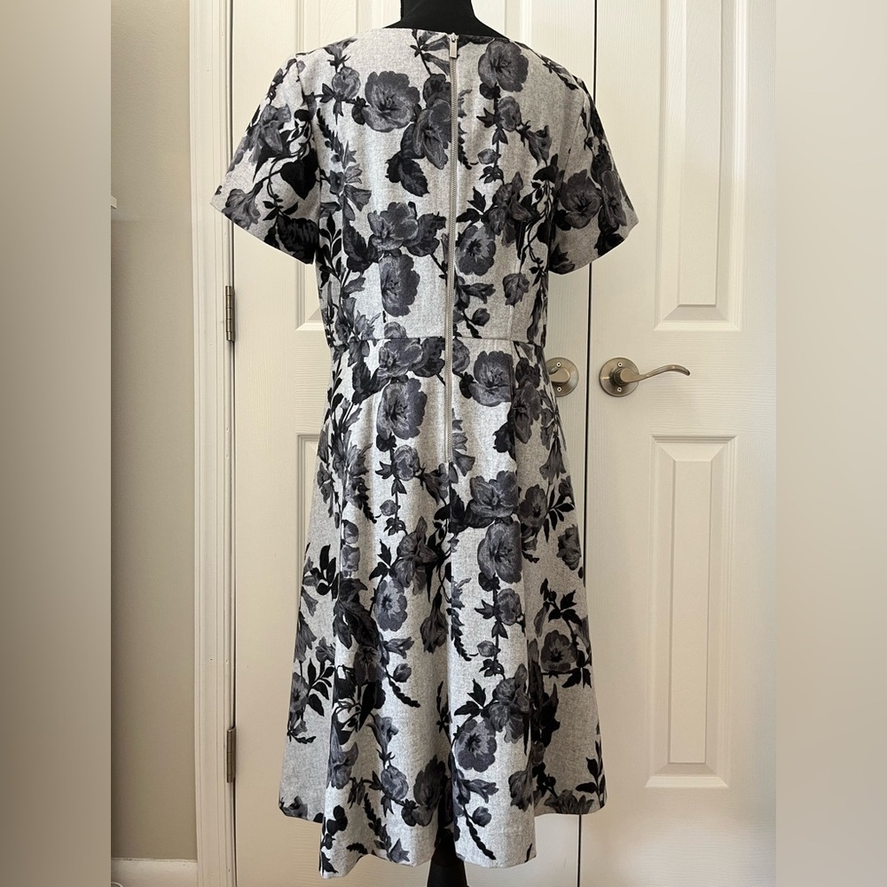 Talbots Black Floral Wool Blend Dress Size 8 - Picture 3 of 13